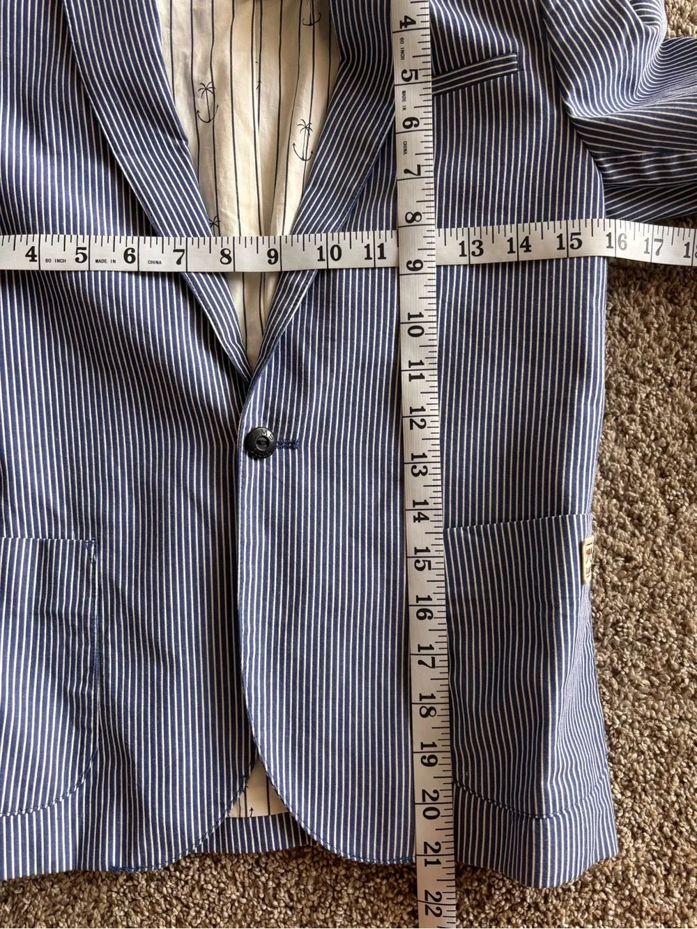 Scotch & Soda Boy blazer jacket size 10 140 blue white stripe cotton classic